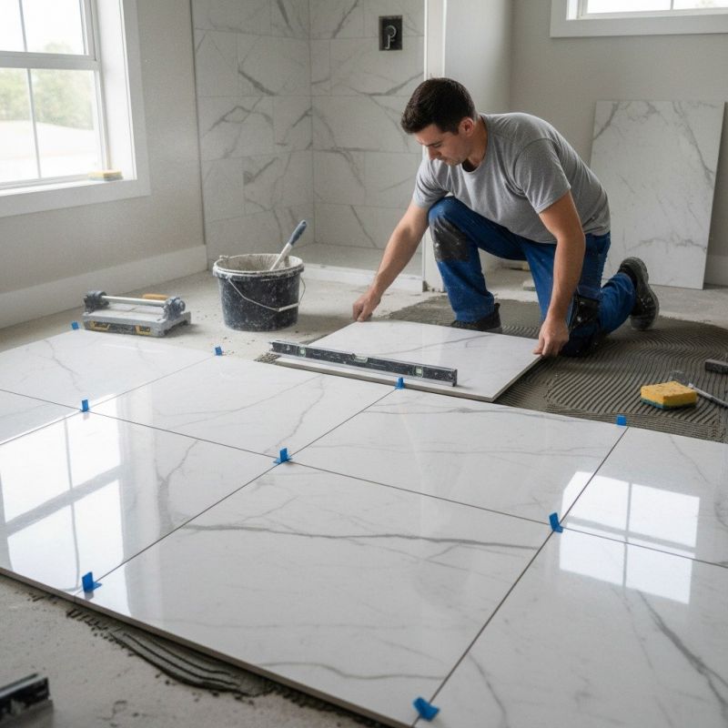 Marble Tile Floor Installation detail